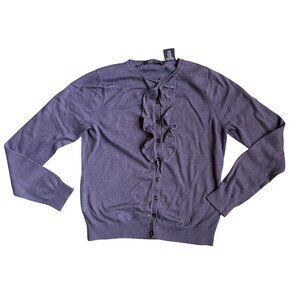 George Womens Silk Cardigan Sweater L Purple Ruffle Fairy Coquette Cottagecore‎